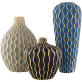 Waves WVS-002 15"H x 6"W x 6"D,  8"H x 7"W x 7"D,  12"H x 8"W x 8"D Vase